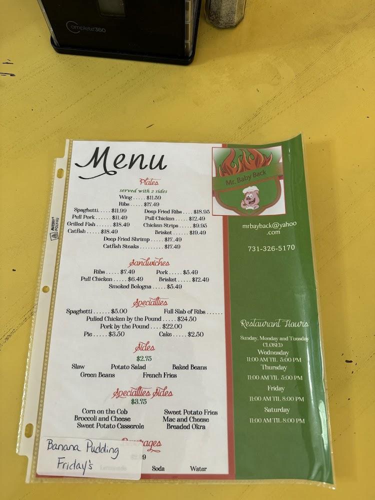 MR BABY BACK RESTAURANT Menu image 4